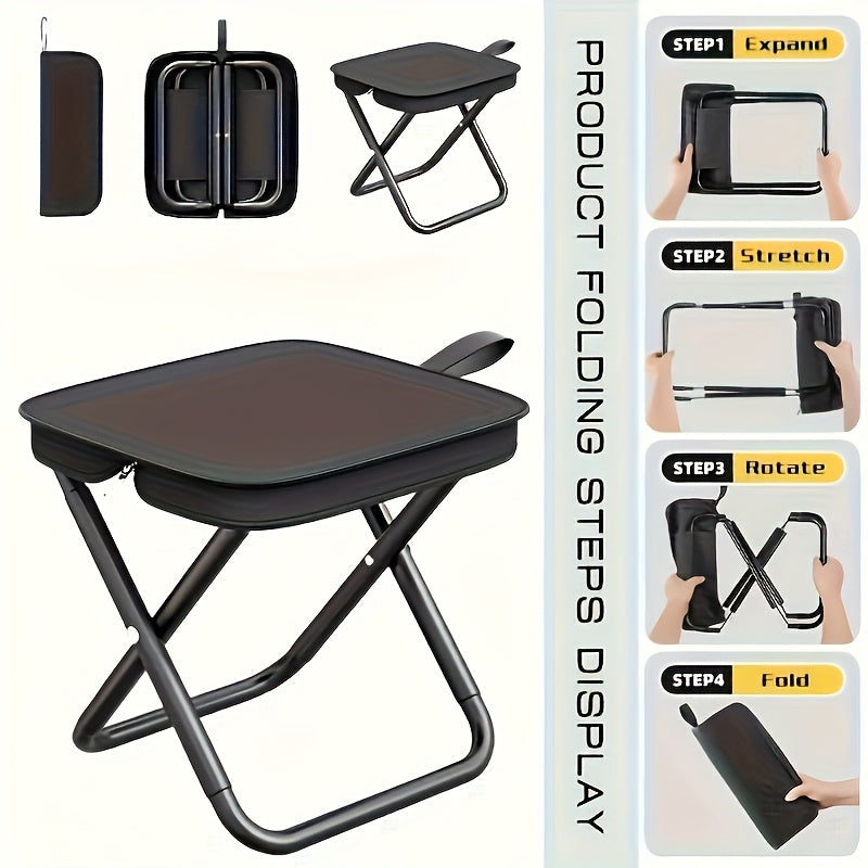 Outdoor One-Second Quick-Open Lightweight Folding Stool | 150KG High Load-Bearing | Portable Camping Chair, Picnic & Fishing Seat | Sturdy & Stable, Packable into Backpack | Essential for Travel