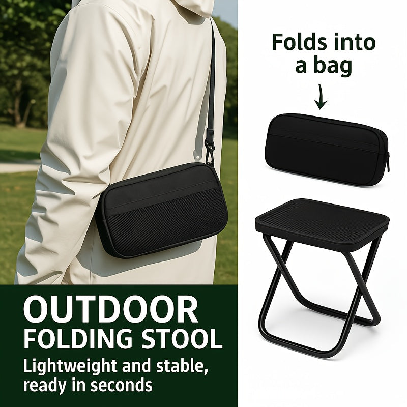 Outdoor One-Second Quick-Open Lightweight Folding Stool | 150KG High Load-Bearing | Portable Camping Chair, Picnic & Fishing Seat | Sturdy & Stable, Packable into Backpack | Essential for Travel