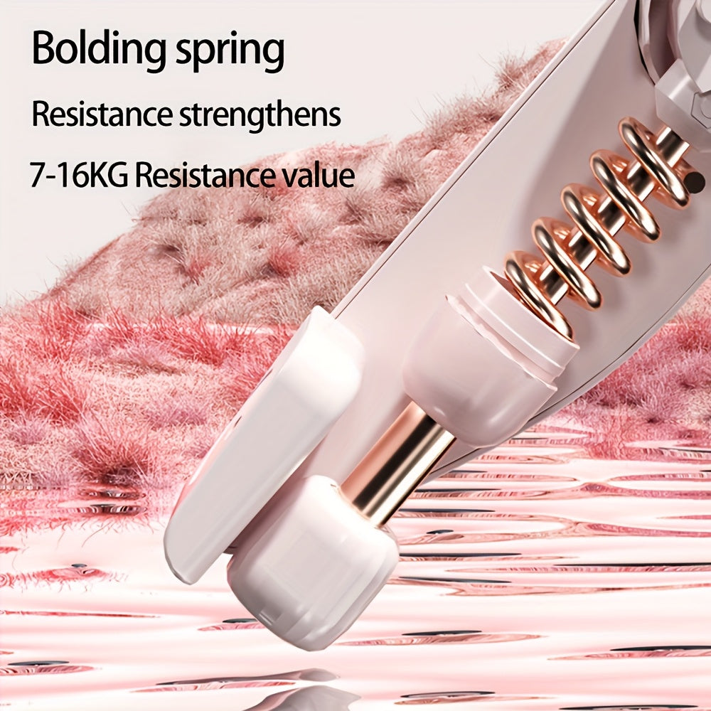 Adjustable Resistance Leg Trainer｜Home 360-Degree Rotatable Shaping, Anti-Slip Spring Strength Workout for Thighs and Arms（pink）