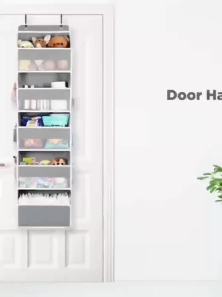 Storage Marvel in Black & Gray — 3-Tier Over-the-Door Organizer with 3 Large Pockets. Sturdy and Anti-Tip Design for Strong Load-Bearing. A Neat Solution for Bedroom, Bathroom & Storage Room.(BLACK)