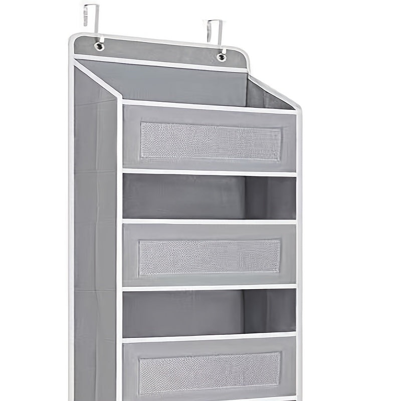 Storage Marvel in Black & Gray — 3-Tier Over-the-Door Organizer with 3 Large Pockets. Sturdy and Anti-Tip Design for Strong Load-Bearing. A Neat Solution for Bedroom, Bathroom & Storage Room.(GREY))
