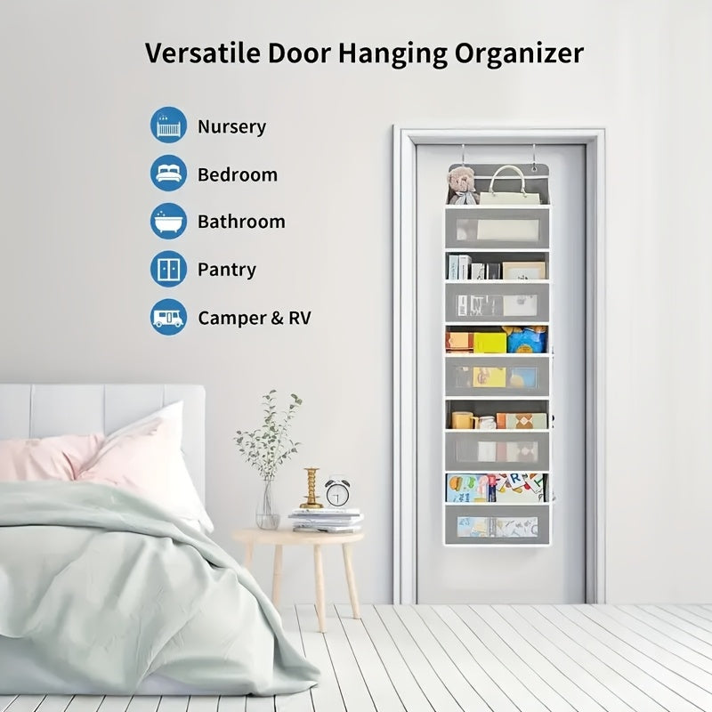 Storage Marvel in Black & Gray — 3-Tier Over-the-Door Organizer with 3 Large Pockets. Sturdy and Anti-Tip Design for Strong Load-Bearing. A Neat Solution for Bedroom, Bathroom & Storage Room.(GREY))