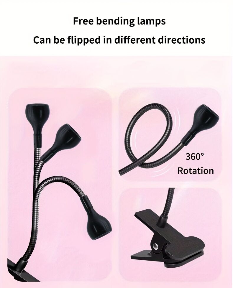 Straight UV/LED Nail Lamp, Table Lamp, Night Light, USB Nail Clamp Light, Gel Polish Curing Light with UV/LED Dual Function（WHITE）