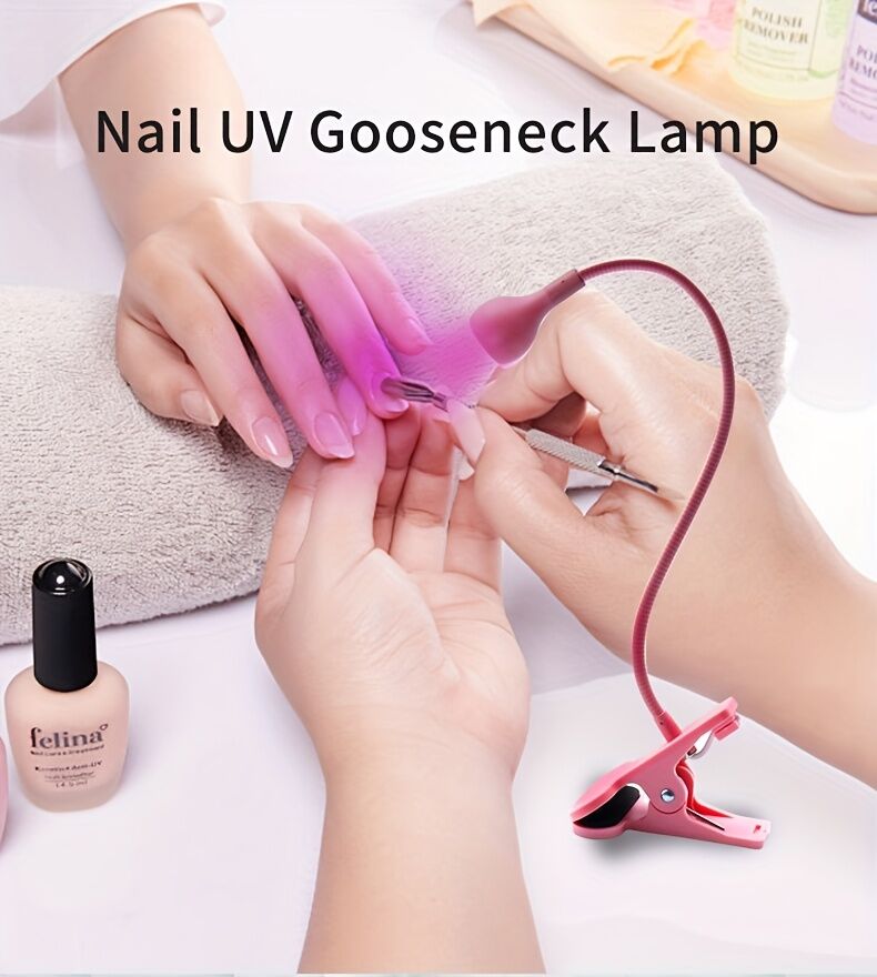 Straight UV/LED Nail Lamp, Table Lamp, Night Light, USB Nail Clamp Light, Gel Polish Curing Light with UV/LED Dual Function.（silver）