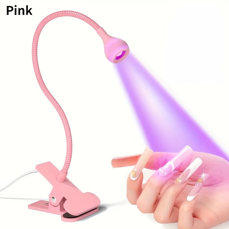 Straight UV/LED Nail Lamp, Table Lamp, Night Light, USB Nail Clamp Light, Gel Polish Curing Light with UV/LED Dual Function.（silver）