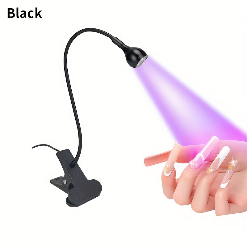 Straight UV/LED Nail Lamp, Table Lamp, Night Light, USB Nail Clamp Light, Gel Polish Curing Light with UV/LED Dual Function.（silver）