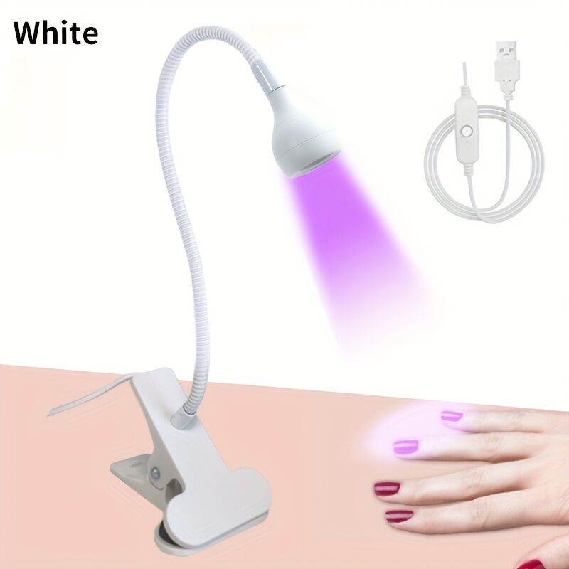 Straight UV/LED Nail Lamp, Table Lamp, Night Light, USB Nail Clamp Light, Gel Polish Curing Light with UV/LED Dual Function.（silver）