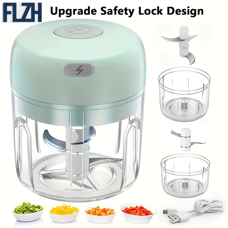 GREEN Mini Electric Garlic Chopper, Meat Grinder, and Vegetable Chopper, USB Rechargeable Mini Food Blender, Efficient Small Food Processor, Suitable for Ginger, Chili, Fruits, and Meat