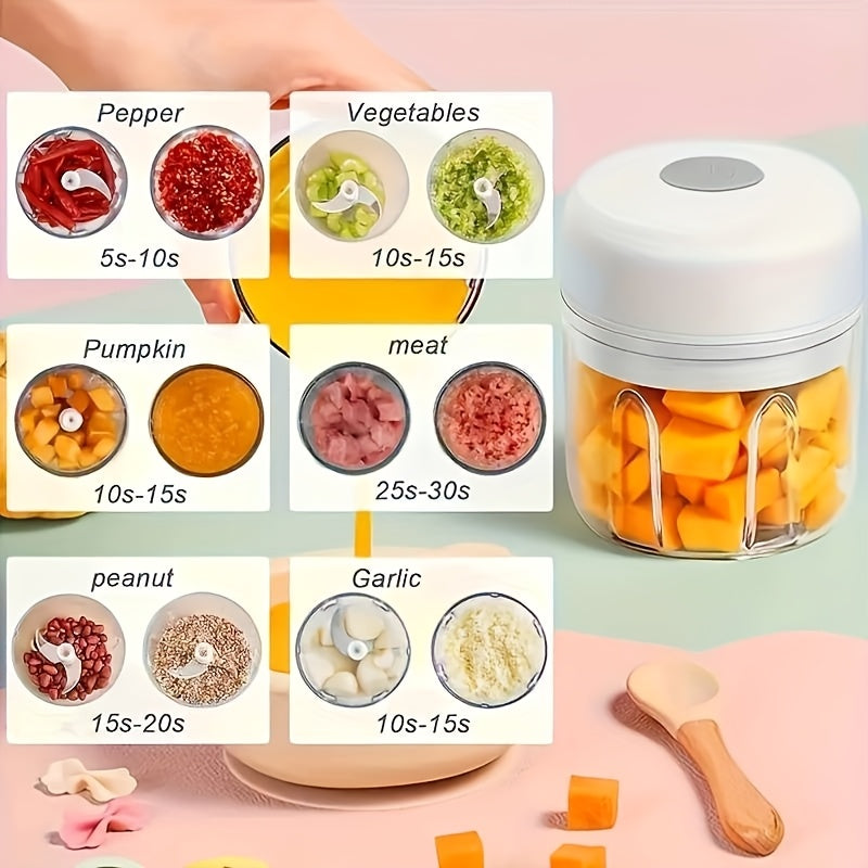 PINK Mini Electric Garlic Chopper, Meat Grinder, and Vegetable Chopper, USB Rechargeable Mini Food Blender, Efficient Small Food Processor, Suitable for Ginger, Chili, Fruits, and Meat