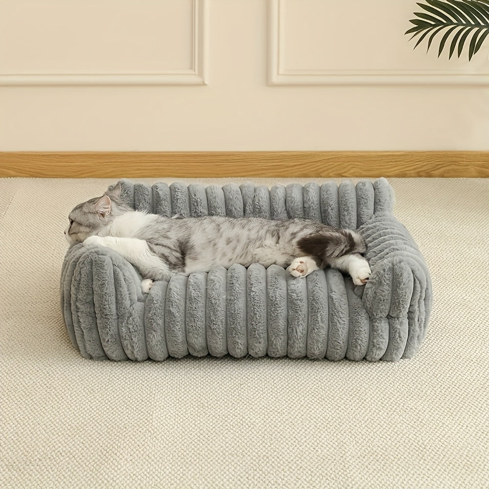GREY Comfortable Cat Sofa, Cute and Soft Cat Bed, Cat House Breathable Cat Sleeping Basket, Suitable for Large, Medium, and Small Cats for Year-Round Sleeping Use, Cozy Pet Bed, Cat Furniture, Modern Pet Furniture, Fashionable Cat Perch, Comfortably Fille