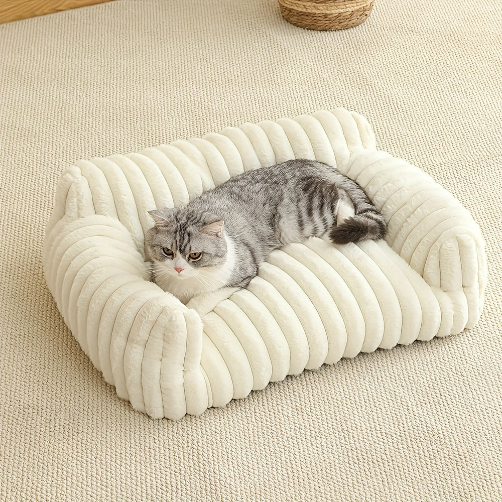 GREY Comfortable Cat Sofa, Cute and Soft Cat Bed, Cat House Breathable Cat Sleeping Basket, Suitable for Large, Medium, and Small Cats for Year-Round Sleeping Use, Cozy Pet Bed, Cat Furniture, Modern Pet Furniture, Fashionable Cat Perch, Comfortably Fille
