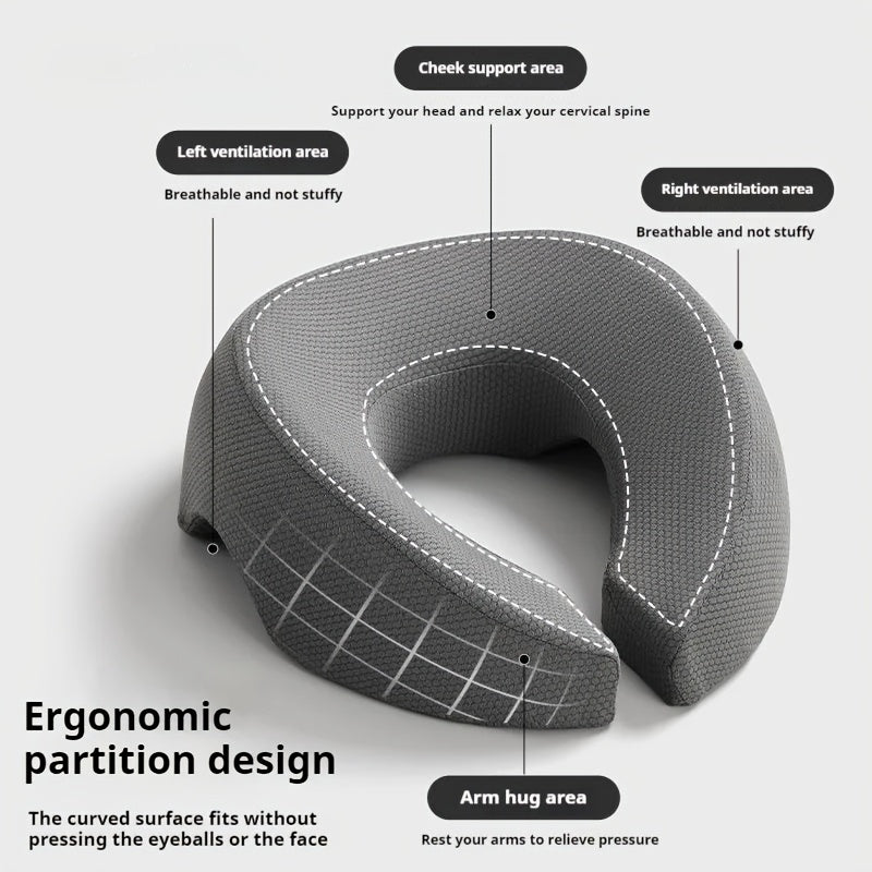 GREY Soft O-shaped/U-shaped Face Pillow for Beauty Salons/Spa Massage, Ergonomic Face Pillow, Multi-functional Suitable for Adult Facial Care and Relaxation, Multi-functional Neck and Face Support Comfort Face Pillow