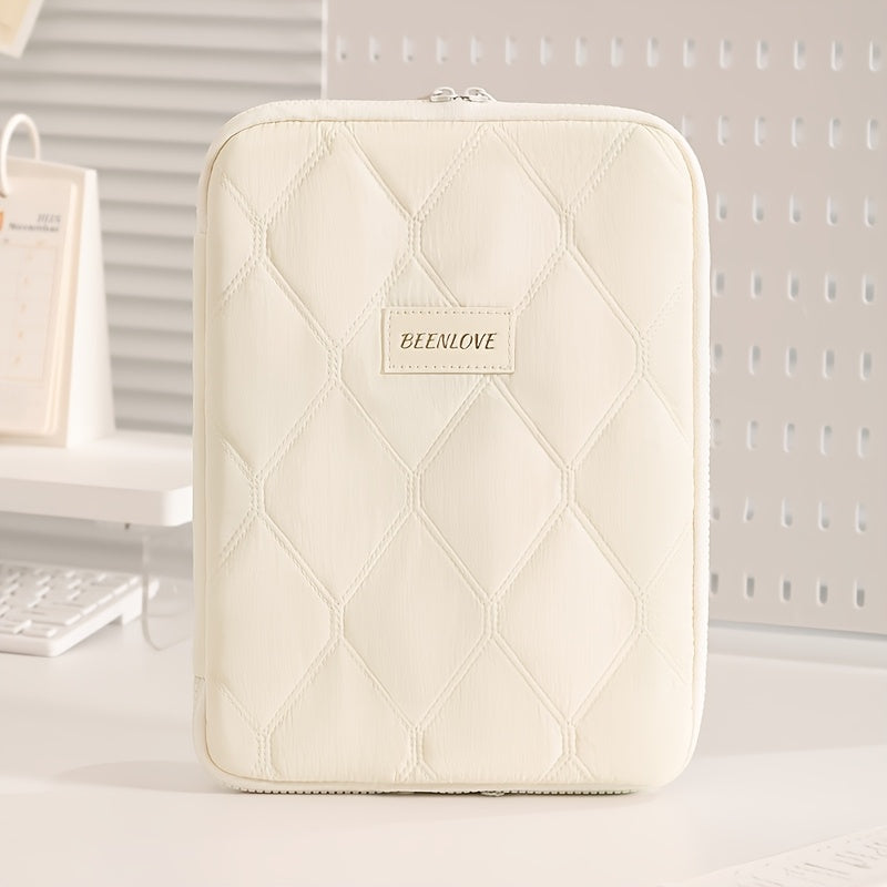 (beige)**BEENLOVE Tablet Storage Bag: 180° Full-Open Independent Compartment, Shockproof &amp; Portable, Multifunctional Design**