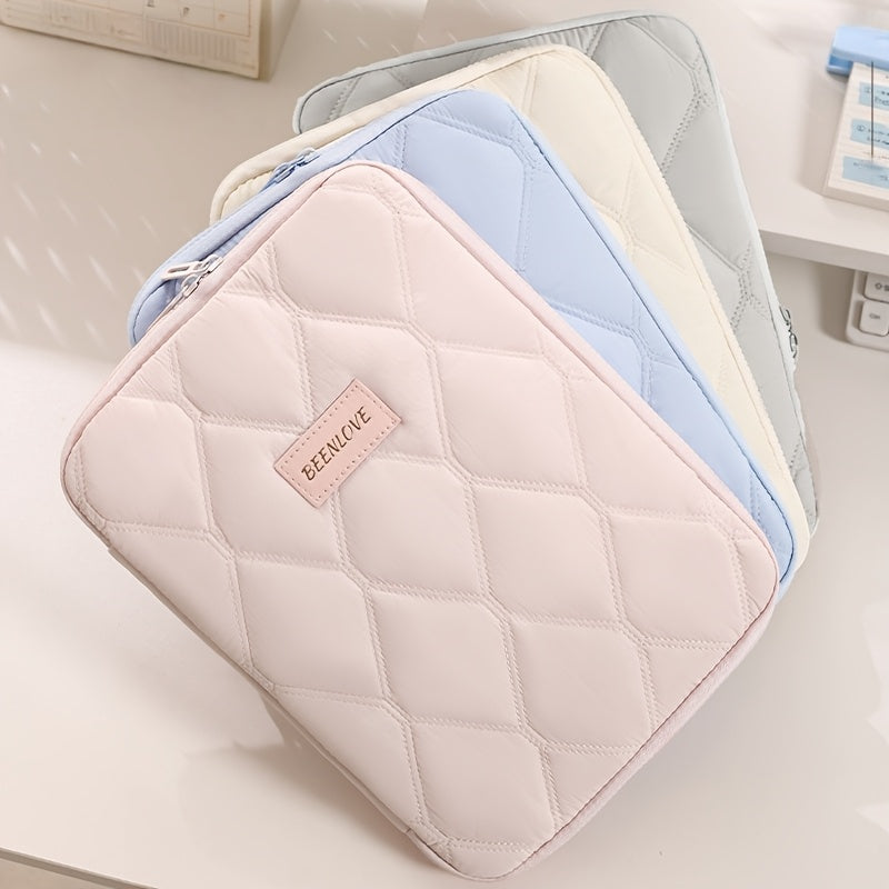 (beige)**BEENLOVE Tablet Storage Bag: 180° Full-Open Independent Compartment, Shockproof & Portable, Multifunctional Design**