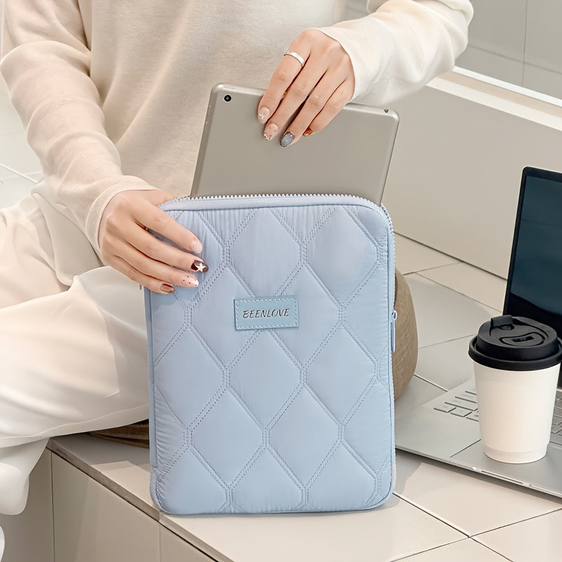 (beige)**BEENLOVE Tablet Storage Bag: 180° Full-Open Independent Compartment, Shockproof & Portable, Multifunctional Design**