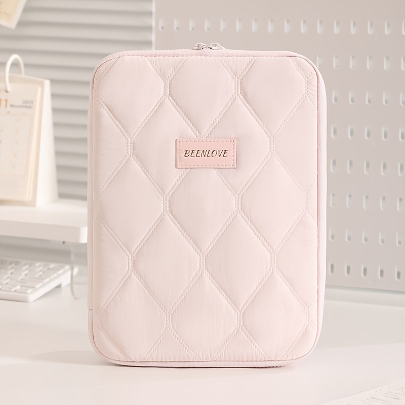 (beige)**BEENLOVE Tablet Storage Bag: 180° Full-Open Independent Compartment, Shockproof & Portable, Multifunctional Design**