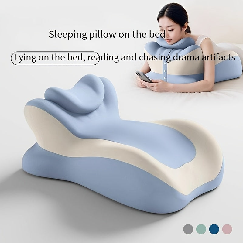 Bed Stomach-Sleep Pillow - Multi-functional Prone Position Pillow for Stomach Sleeping, Phone Use, Reading, Couples Fun Play, Intimacy Aid for Couples, Bed Hip Elevation Tool, Pā Pā Pillow（BLUE）
