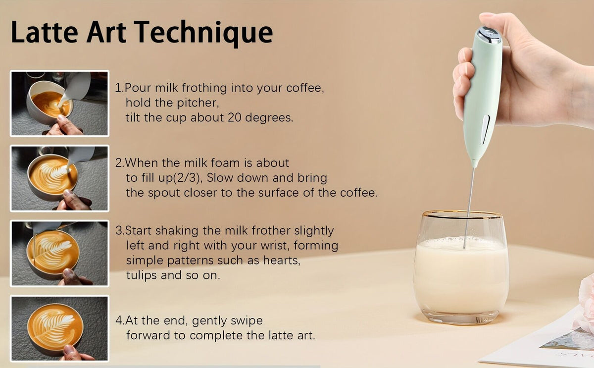 BLACK**Handheld Electric Frother | 10000 RPM Powerful Motor, One-Touch Start/Stop, Easily Froths, Mixes, and Blends – Your Kitchen Drink Essential Helper**