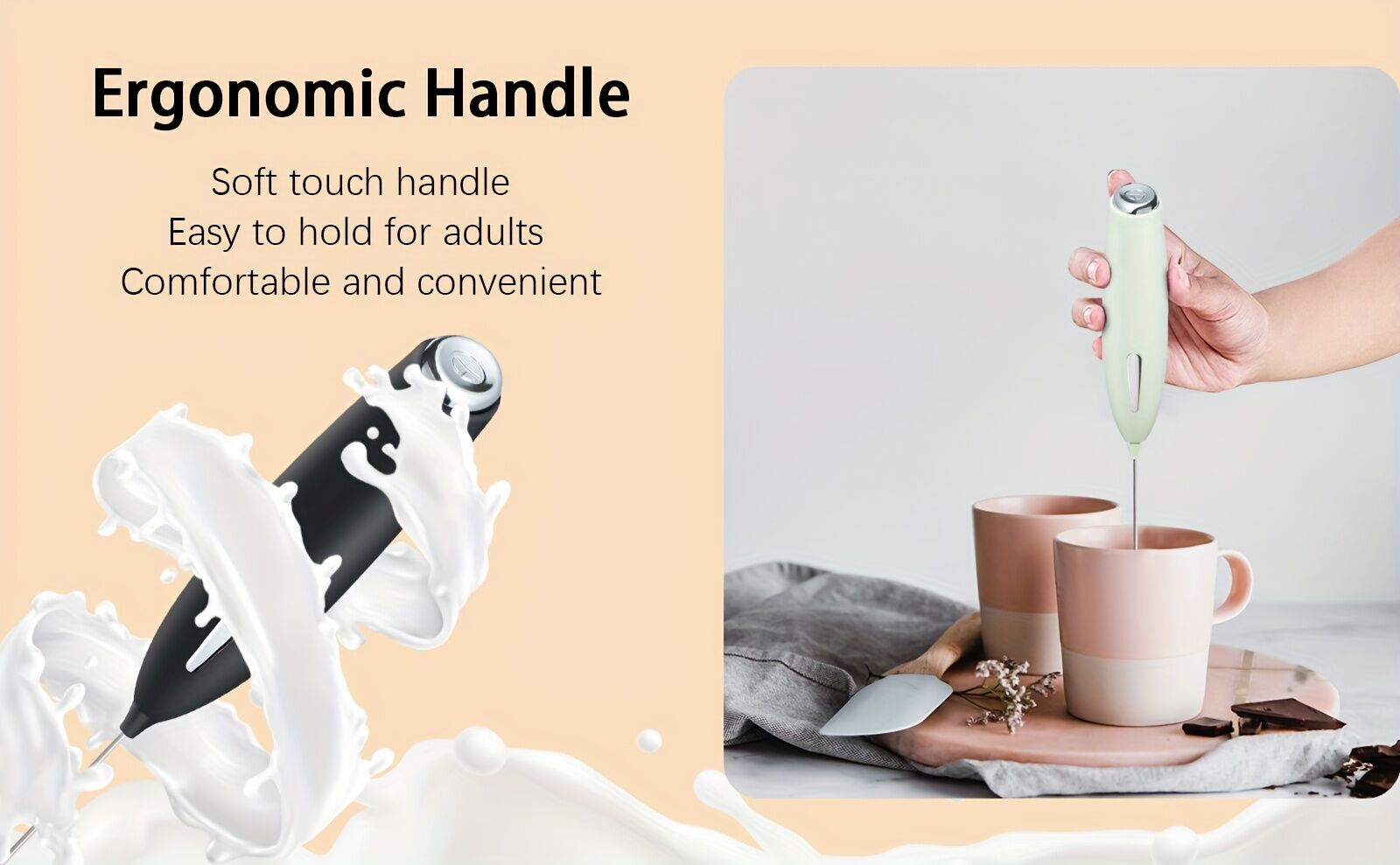 **Handheld Electric Frother | 10000 RPM Powerful Motor, One-Touch Start/Stop, Easily Froths, Mixes, and Blends – Your Kitchen Drink Essential Helper**WHITE