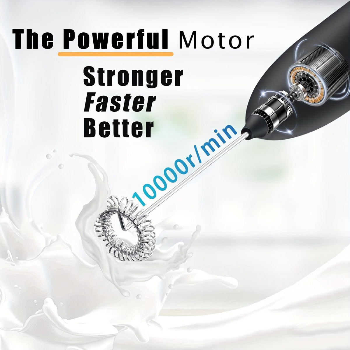 **Handheld Electric Frother | 10000 RPM Powerful Motor, One-Touch Start/Stop, Easily Froths, Mixes, and Blends – Your Kitchen Drink Essential Helper**RED