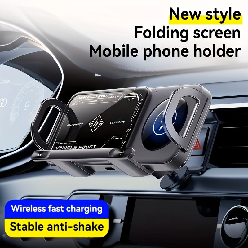 Smart Dual-Mode Rotating Stand: Foldable Design, Wireless Fast Charging, Anti-Shake, One-Touch Auto Rotation for Home, Office &amp; Travel Use