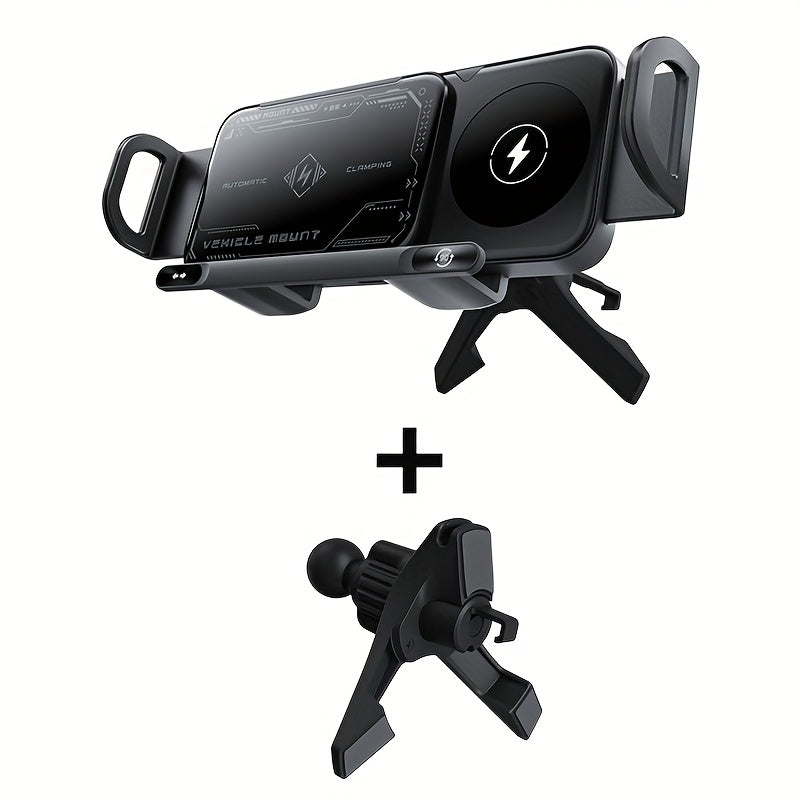Smart Dual-Mode Rotating Stand: Foldable Design, Wireless Fast Charging, Anti-Shake, One-Touch Auto Rotation for Home, Office & Travel Use