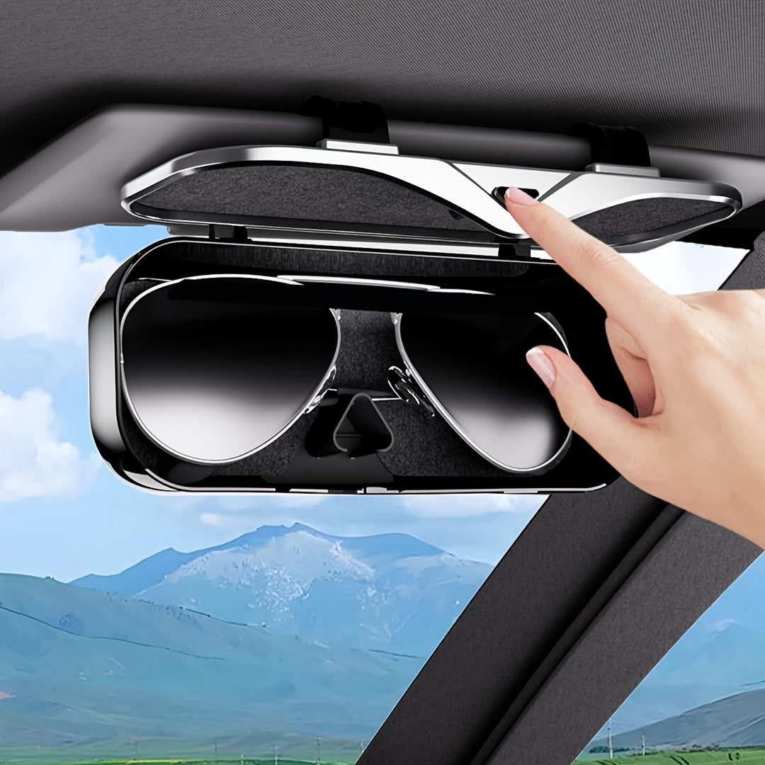 Car Travel Three-Piece Set: Push-Open Eyeglass Case, Universal Storage Case, and Secure Organizer—Complete On-the-Go Storage, Peace of Mind Every Journey(Grey)