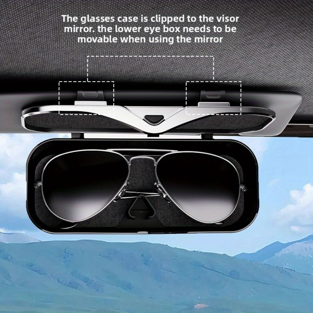 Car Travel Three-Piece Set: Push-Open Eyeglass Case, Universal Storage Case, and Secure Organizer—Complete On-the-Go Storage, Peace of Mind Every Journey(Brown)