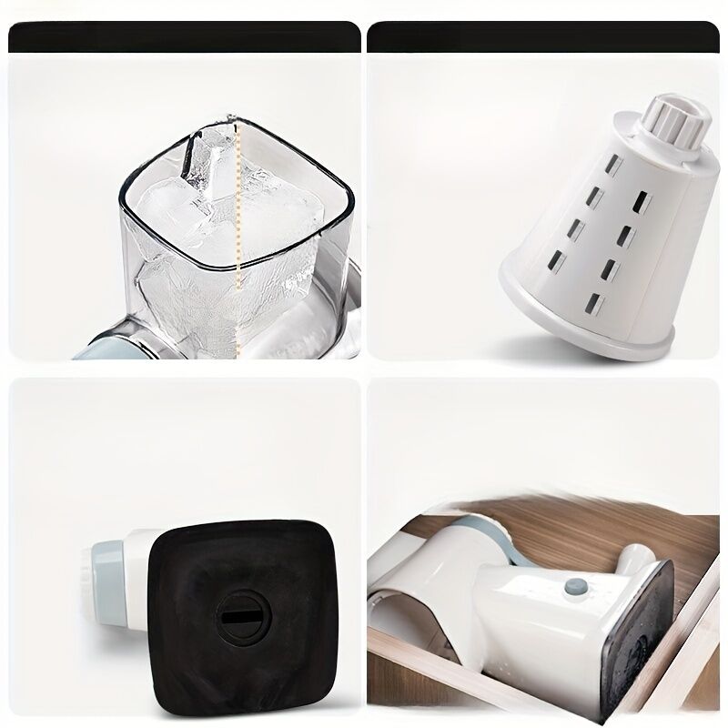 Three-Step Hand-Crank Ice Crusher｜Transparent Ice Box for Visible Operation, Anti-Slip Effort-Saving Design, 23.5cm Compact Body for Ice Making Anywhere