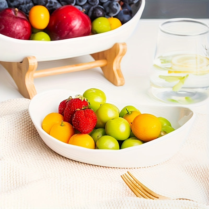White**Nordic-Style Three-Tier Extendable Fruit Tray | Creative Living Room Snack Stand, Adjustable Height, Anti-Slip Expandable Display Tray**