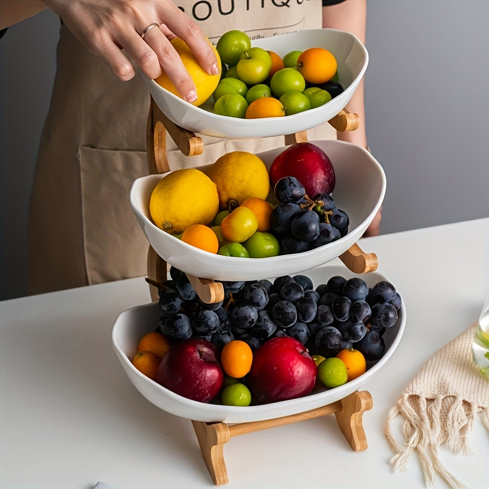 **Nordic-Style Two-Tier Extendable Fruit Tray | Creative Living Room Snack Stand, Adjustable Height, Anti-Slip Expandable Display Tray**(Green)