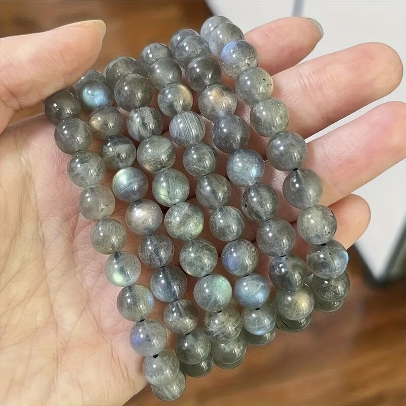 Natural Labradorite Bracelet - Handmade Bohemian-style Jewelry, Featuring Iridescent Stone with 8mm Beads, for Chakra and Positivity - A Labradorite Gemstone Gift Suitable for Both Men and Women, Perfect for All Seasons