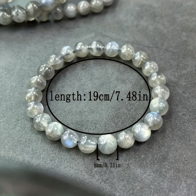 Natural Labradorite Bracelet - Handmade Bohemian-style Jewelry, Featuring Iridescent Stone with 8mm Beads, for Chakra and Positivity - A Labradorite Gemstone Gift Suitable for Both Men and Women, Perfect for All Seasons