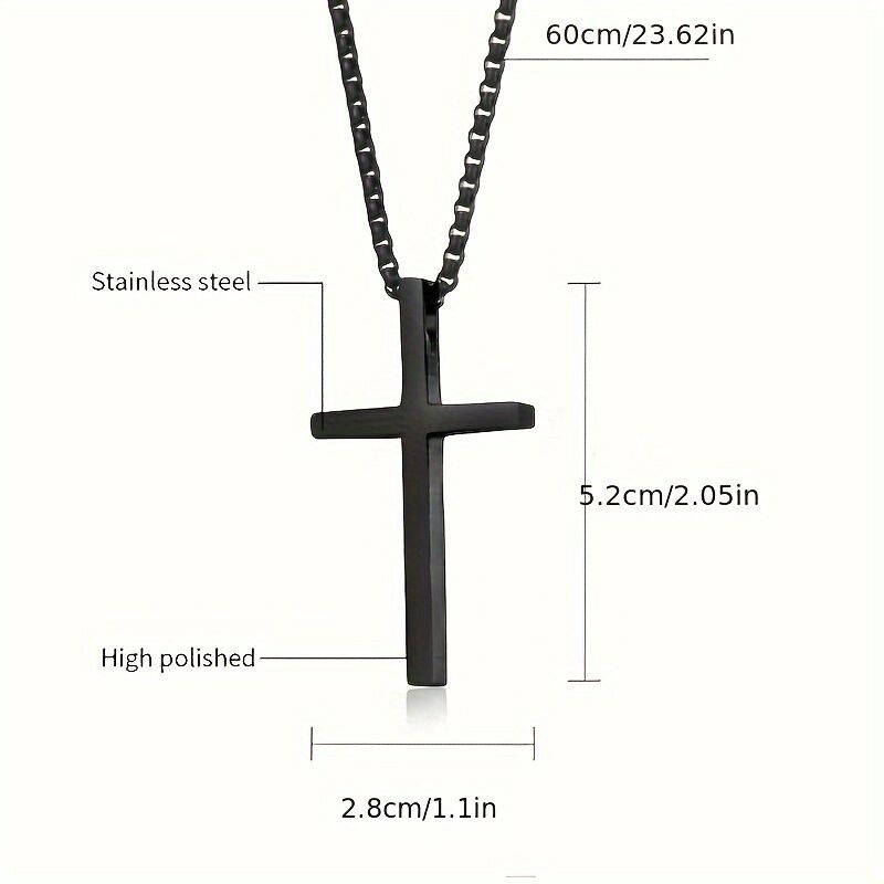 Titanium Steel Silver Men's Necklace, minimalist design, suitable for both men and women. Cross pendant style, religious-themed jewelry, showcasing unique faith and taste. Spiritual accessory, faith jewelry, minimalist design, contemporary jewelry, high-q
