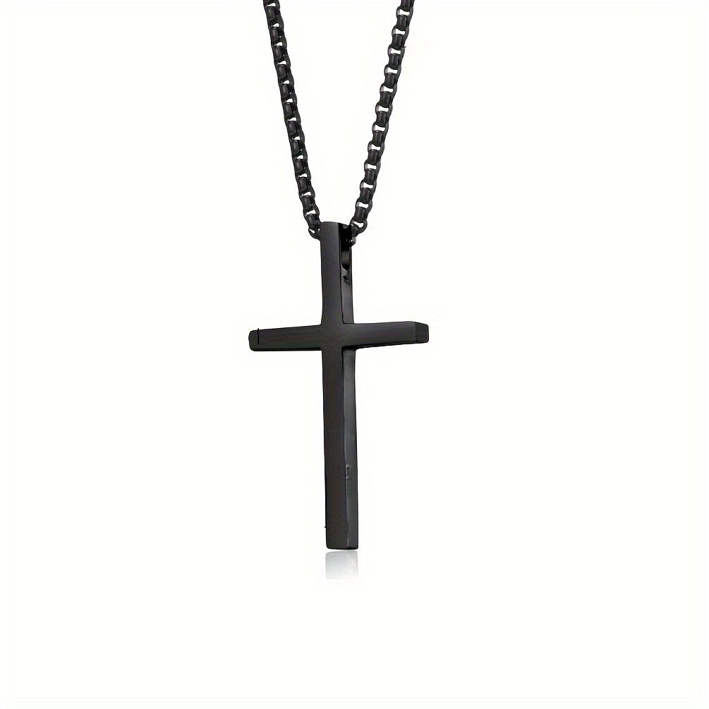 Titanium Steel Silver Men's Necklace, minimalist design, suitable for both men and women. Cross pendant style, religious-themed jewelry, showcasing unique faith and taste. Spiritual accessory, faith jewelry, minimalist design, contemporary jewelry, high-q