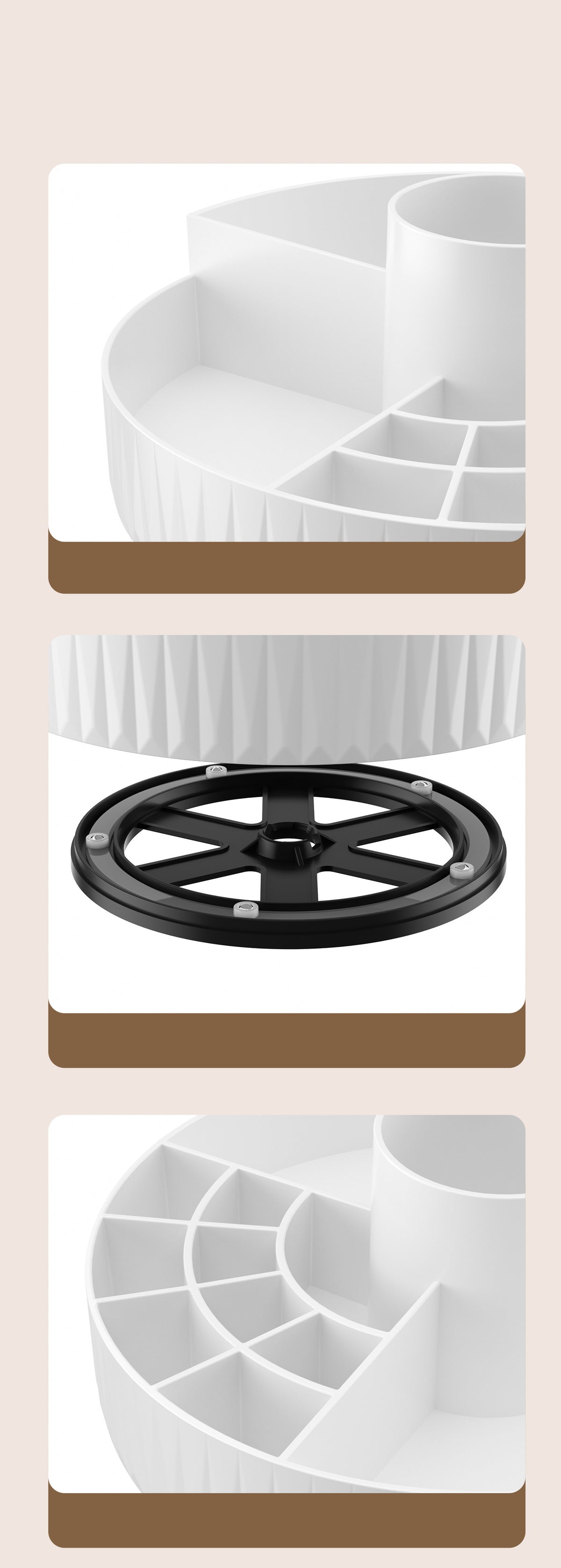 Rotatable Luxury Cosmetic Organizer Desk Large Capacity Skincare Storage Shelf Vanity Tidy Tray Cosmetic Storage Box（white）