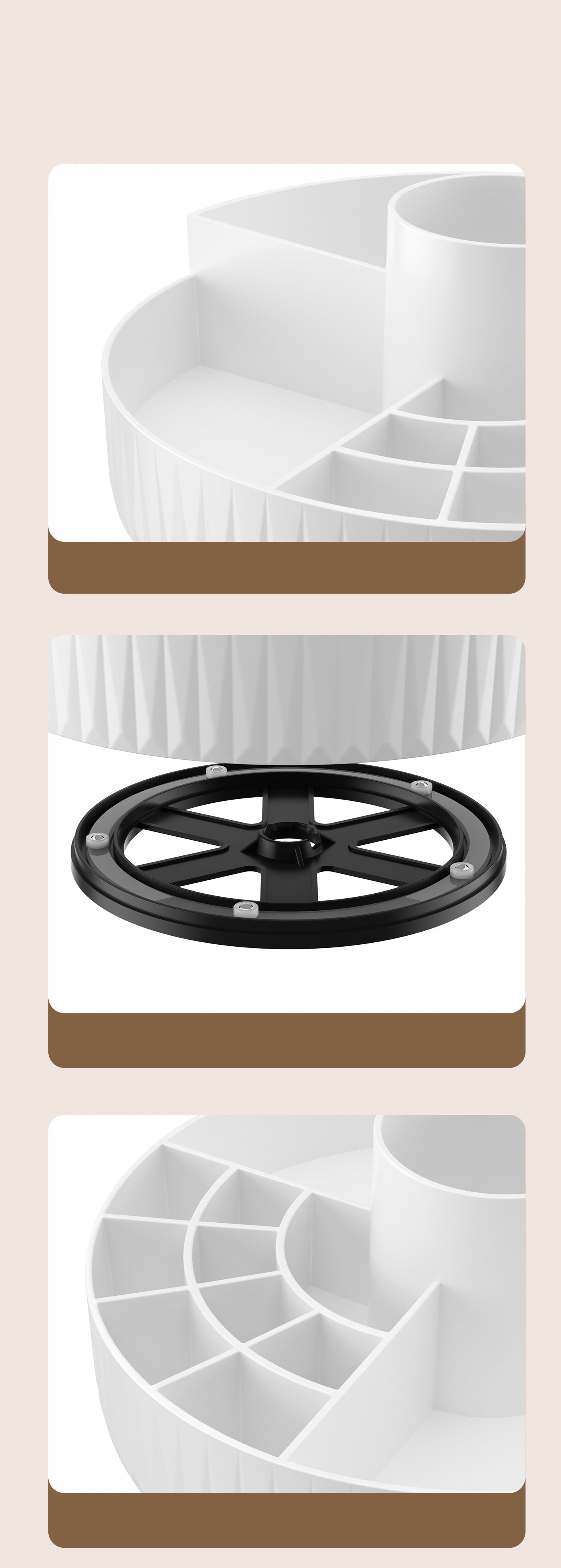 Rotatable Luxury Cosmetic Organizer Desk Large Capacity Skincare Storage Shelf Vanity Tidy Tray Cosmetic Storage Box（white）