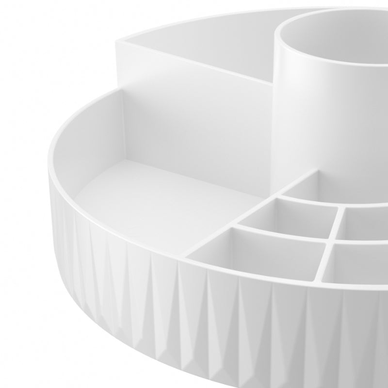 Rotatable Luxury Cosmetic Organizer Desk Large Capacity Skincare Storage Shelf Vanity Tidy Tray Cosmetic Storage Box（white）