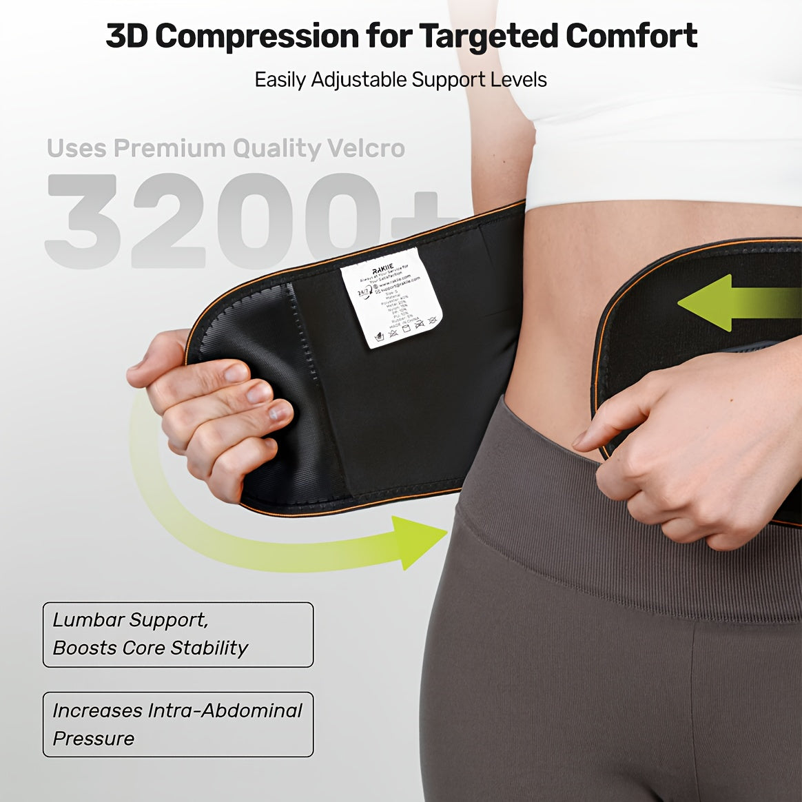 Lumbar Support Belt, featuring 8X Enhanced Lumbar Support, designed with a 3D massage pad, unisex back support strap, breathable and adjustable shoulder straps, available in green.（Size L）
