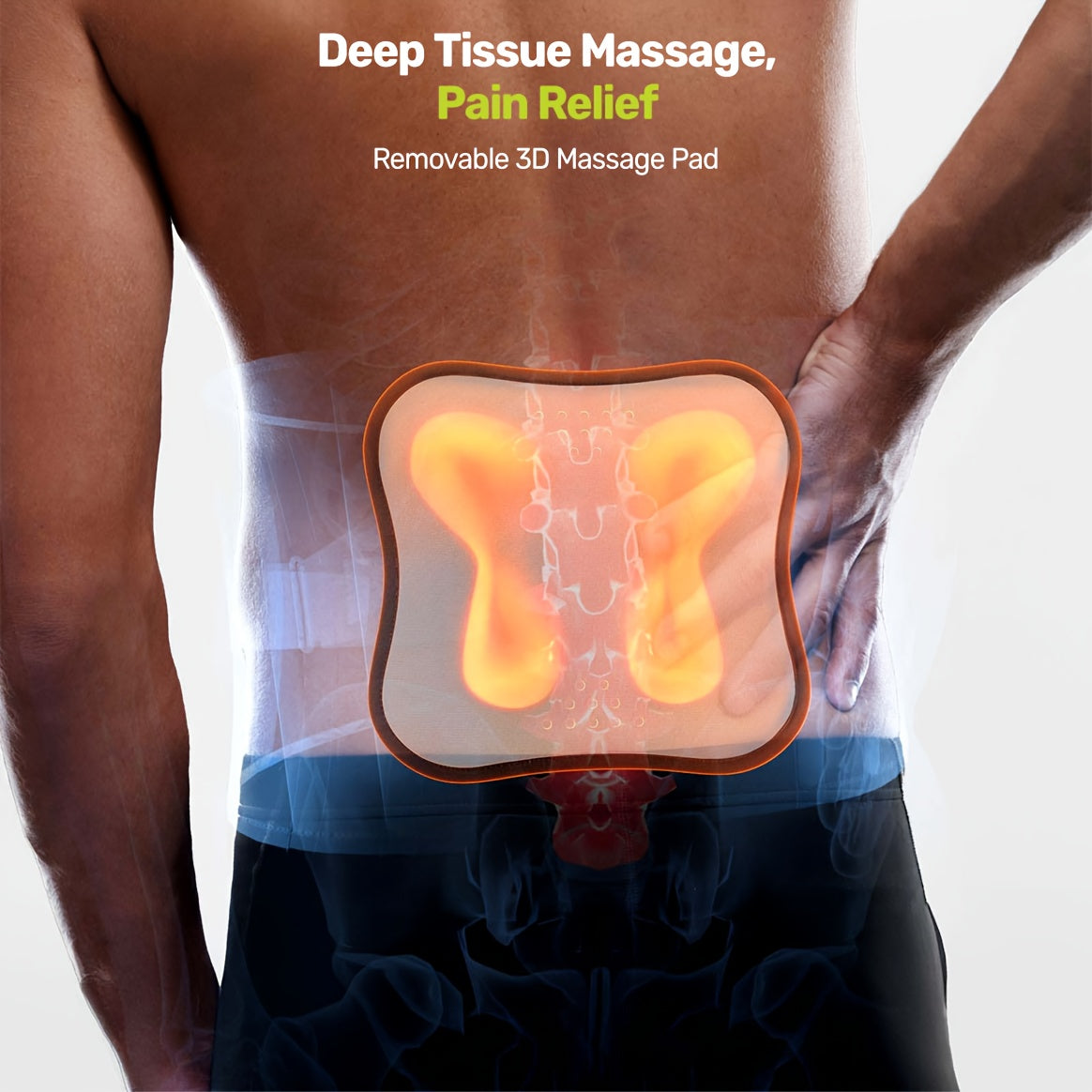 Lumbar Support Belt, featuring 8X Enhanced Lumbar Support, designed with a 3D massage pad, unisex back support strap, breathable and adjustable shoulder straps, available in green.（Size XL）