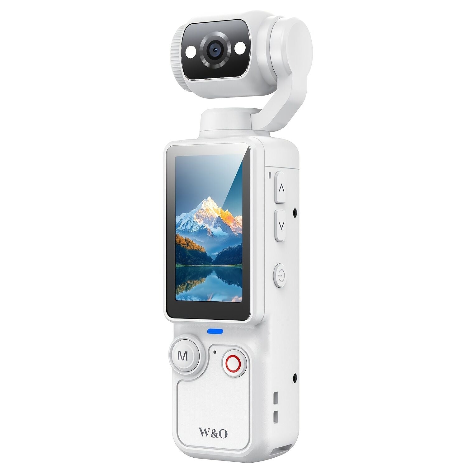 WHITE**4K HD 180° Rotating Anti-Shake Action Camera｜1.9-Inch Screen + 2000mAh Battery, Compact & Portable Vlogging & Travel Companion — Streamlined Design, Durable, Ideal for Content Creators & Holiday Gifting**