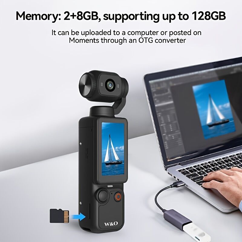 WHITE**4K HD 180° Rotating Anti-Shake Action Camera｜1.9-Inch Screen + 2000mAh Battery, Compact & Portable Vlogging & Travel Companion — Streamlined Design, Durable, Ideal for Content Creators & Holiday Gifting**