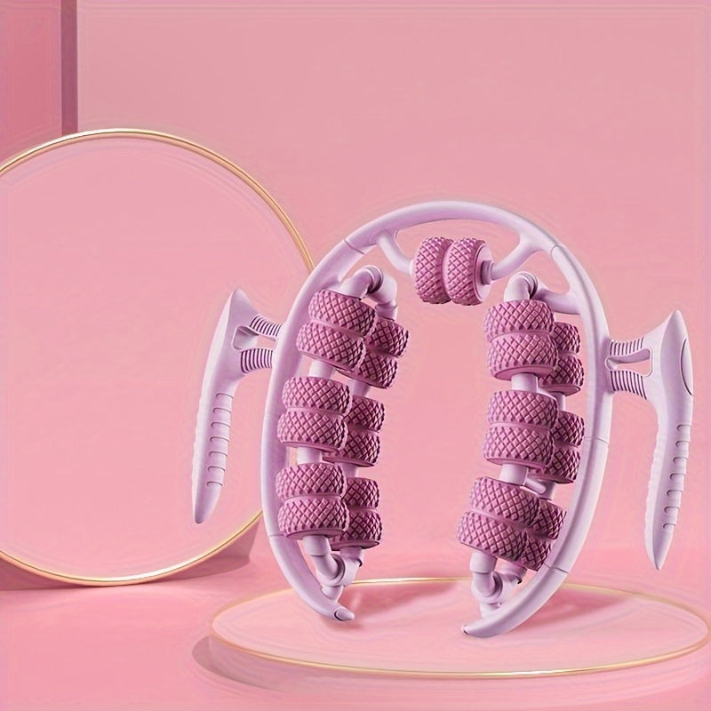 Pink 3D Water-Drop &amp; 26-Wheel Yoga Massage Roller: Deep Muscle Relaxation and Body Shaping in One Portable Tool