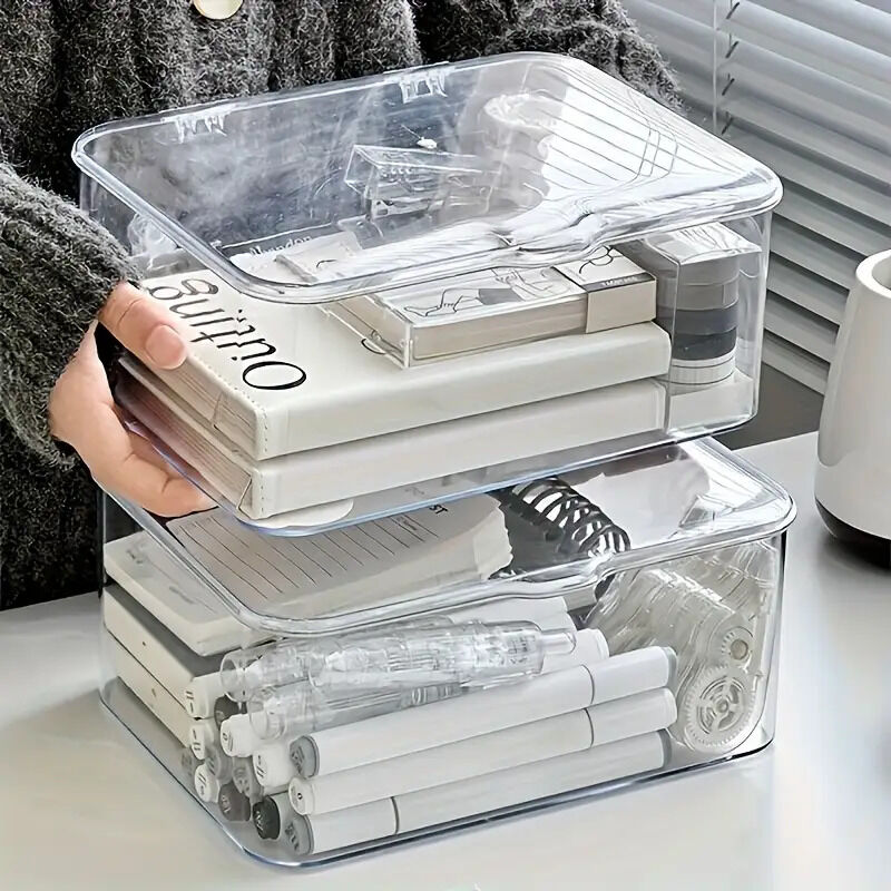 Acrylic Storage Box with Flip-Top Lid | Dustproof, Odor-Resistant, Transparent, Space-Saving, Modern Style, Ideal for Home Organization