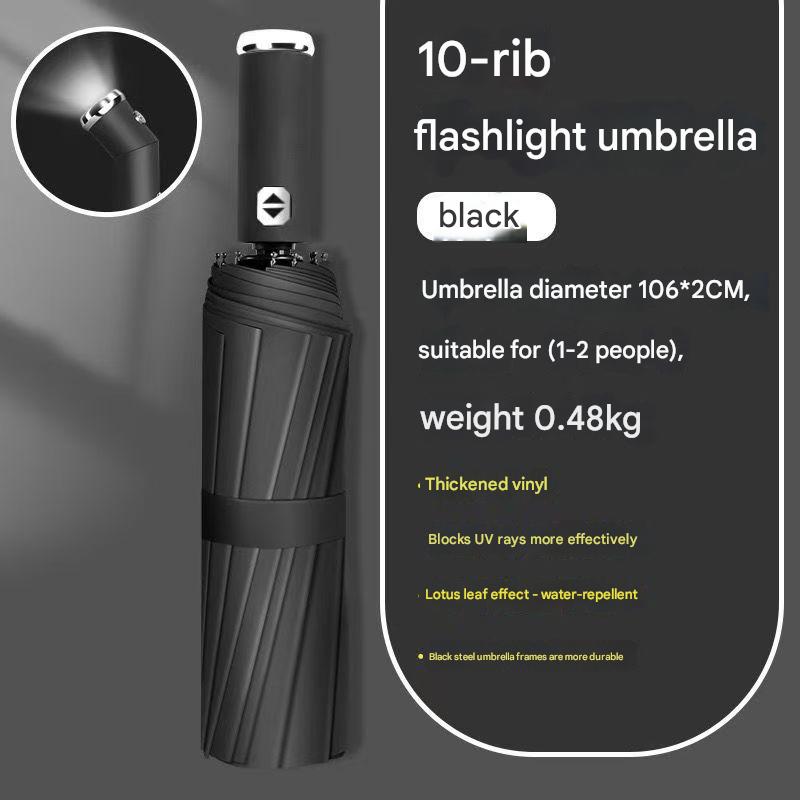 "More Than Sheltering Rain, It Illuminates Your Path — The 10-Rib Flashlight Umbrella, a Portable Sense of Security for the City's Night Returners."