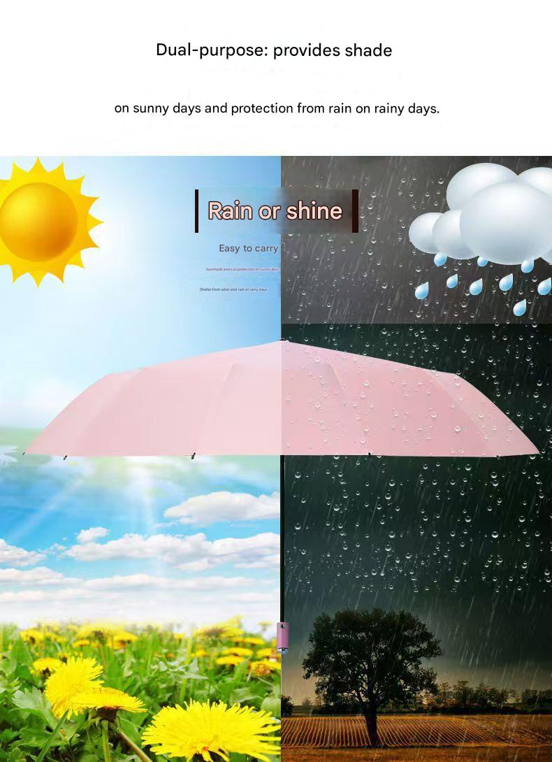 Thickened Black Coating Flashlight Umbrella: 10-rib navy blue dual-purpose umbrella, 106cm large diameter, 0.48kg lightweight with UV protection, lotus leaf water-repellent and black steel frame for durability.