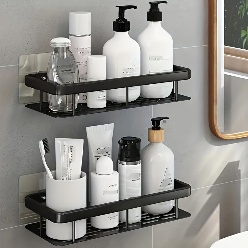 Wall-Mounted Shower Caddy: Large-Capacity, No-Drill Floating Shelf for Bathroom & Kitchen - Space-Saving & Easy to Install