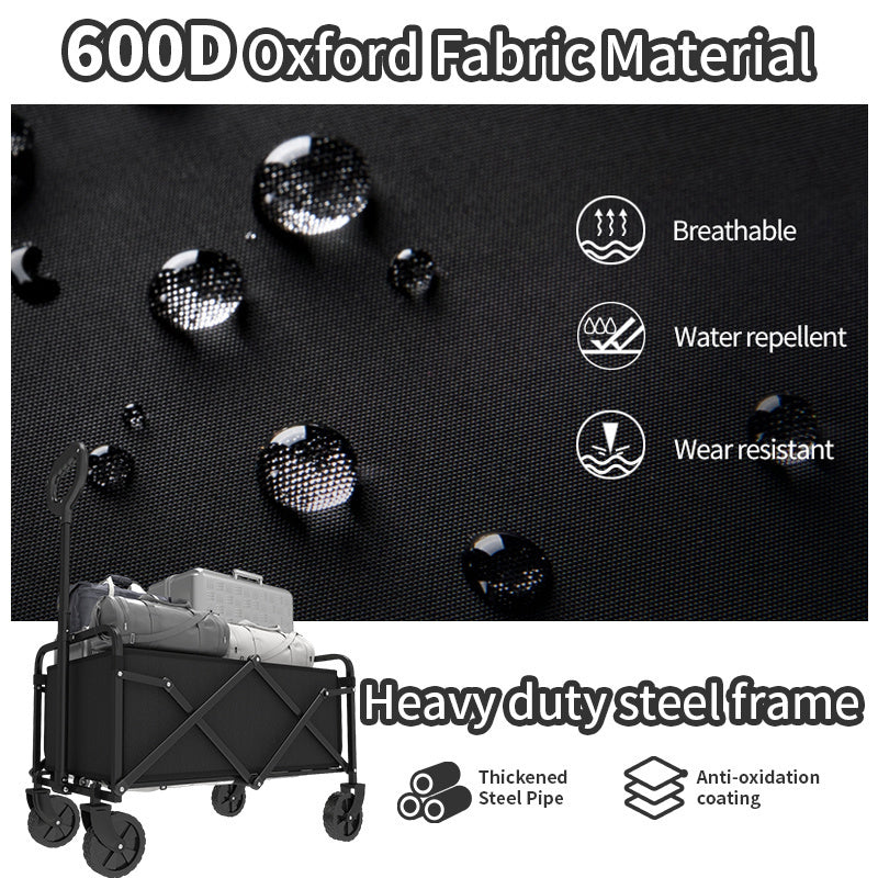 Foldable Shopping Cart, made of 600D waterproof Oxford fabric, equipped with all-terrain silent wheels. Suitable for beach/groceries/garden/shopping trips. A portable shopping cart with strong load-bearing capacity.