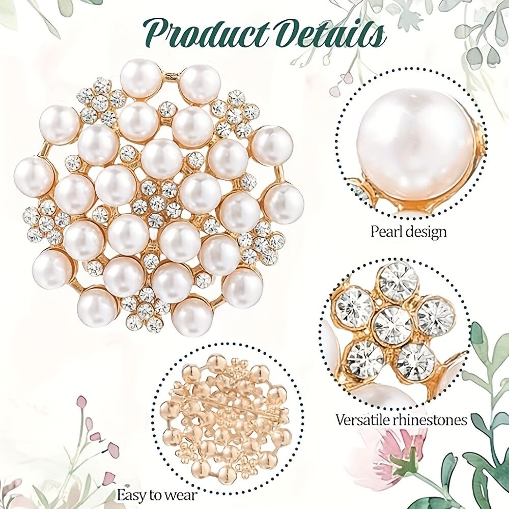Elegant Women's Pearl Brooch, Floral Crystal and Pearl Brooch for Women's Dance Party Wedding Bride Fashion Jewelry