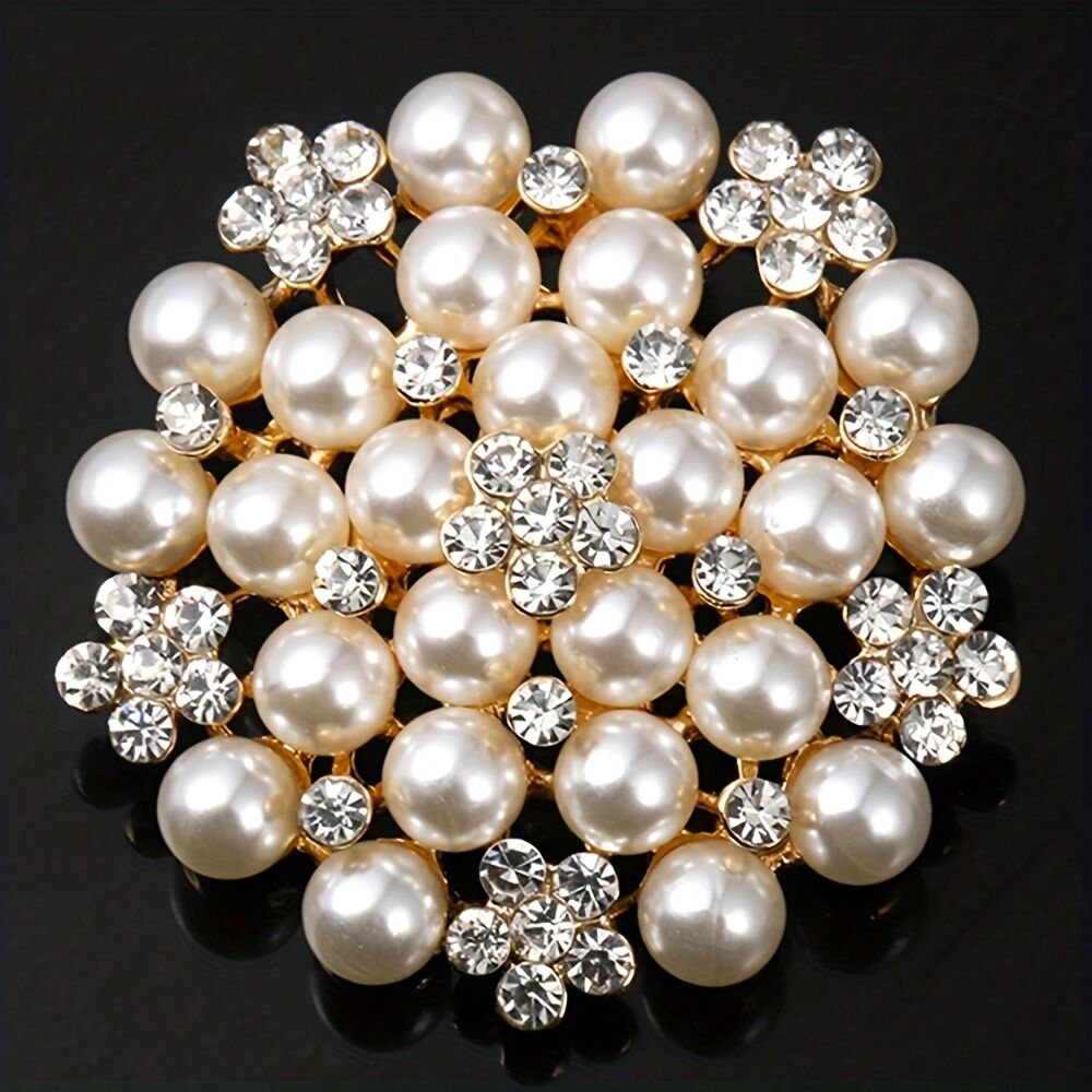 Elegant Women's Pearl Brooch, Floral Crystal and Pearl Brooch for Women's Dance Party Wedding Bride Fashion Jewelry